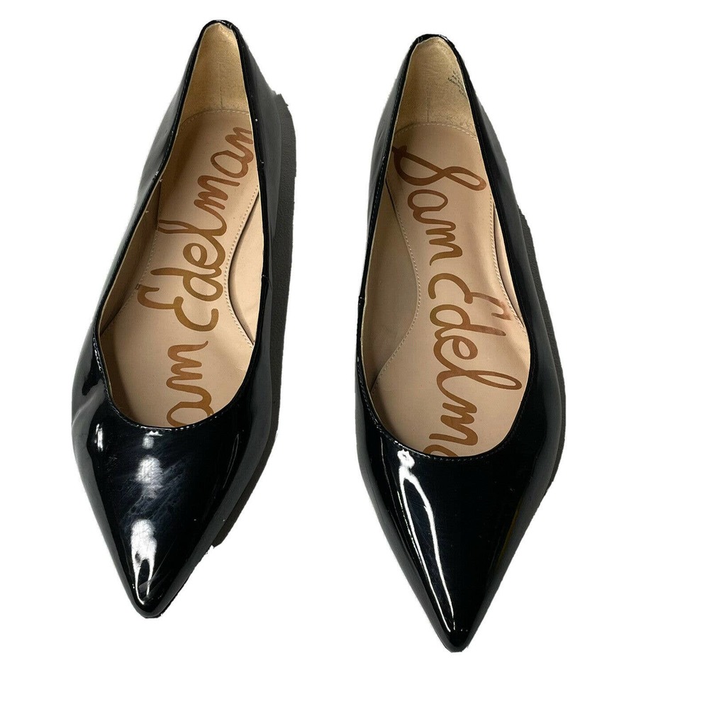 Sam Edelman Womens Size 9.5 Smooth Patent Leather Pointed Toe Flats Sally Black